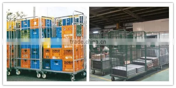 Metal wire mesh folding warehouse rolling cart