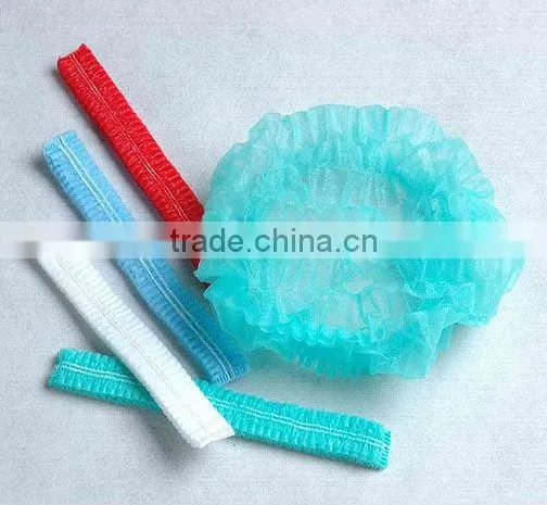 disposable PP 12g/m2 non woven plated caps mob caps 18" 19" 20" 21" 24" single or double elastic latex free