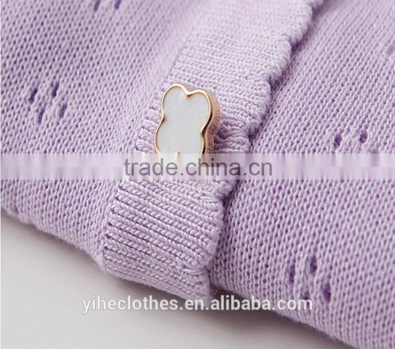 Sweet hollowed knitted sweater cardigan for lady's wear