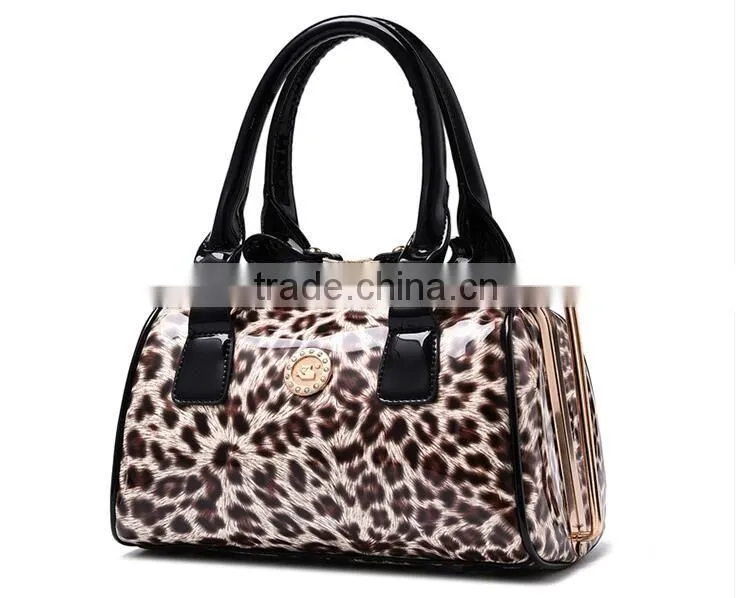 pearl shiny glossy pu leather with Leonpard pattern for lady handbags artificial pu leather