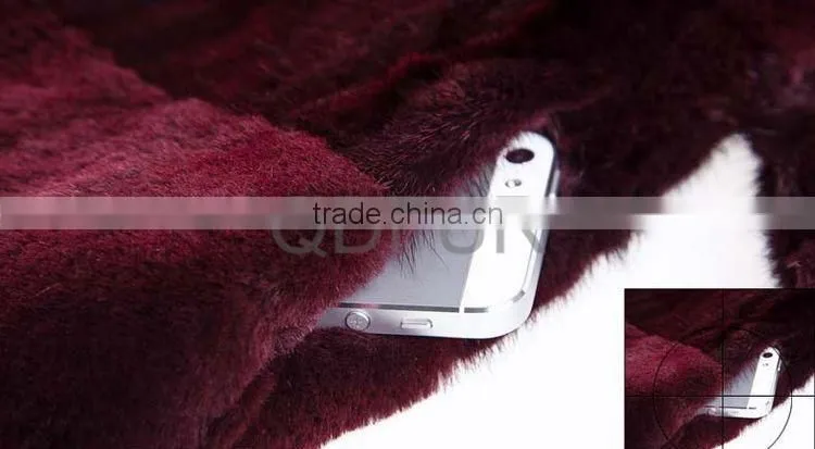QD29676 equestrian silver fox fur with mink fur leather jacket