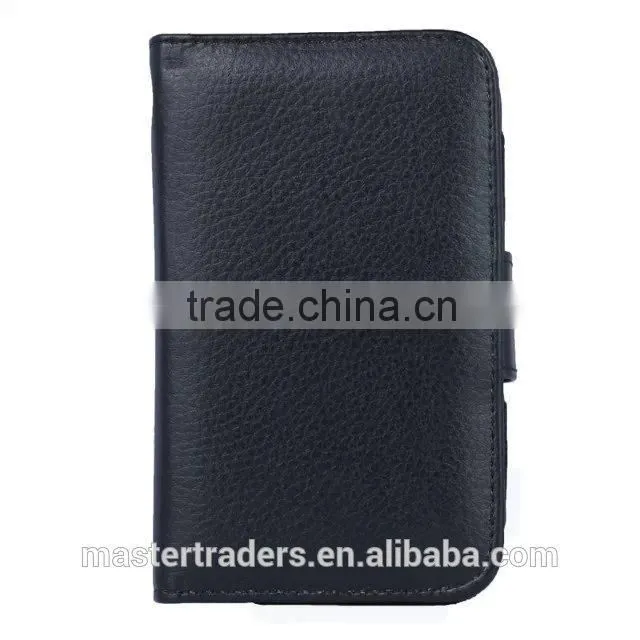 Cheap Multi Function Litchi Grain Stand Wallet PU Leather Case With Card Slot And PC Back Cover For 4 Inch Mobile Phone MT-3682