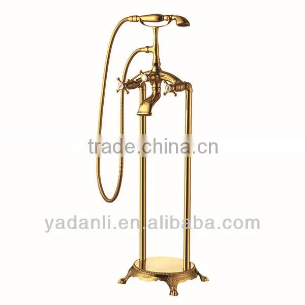Golden plating classic design high quality double handle floor standing tub faucet Y009A2