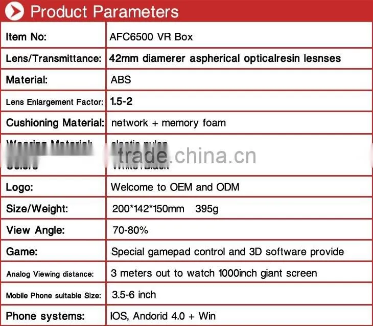 Hot Selling Smart Phone 3D Virtual Virtual Reality Gaming Headset