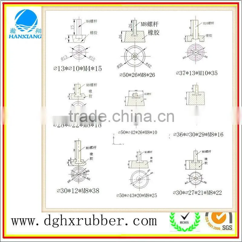 High quality rubber feet with metal for Aerospace and aviation instrument