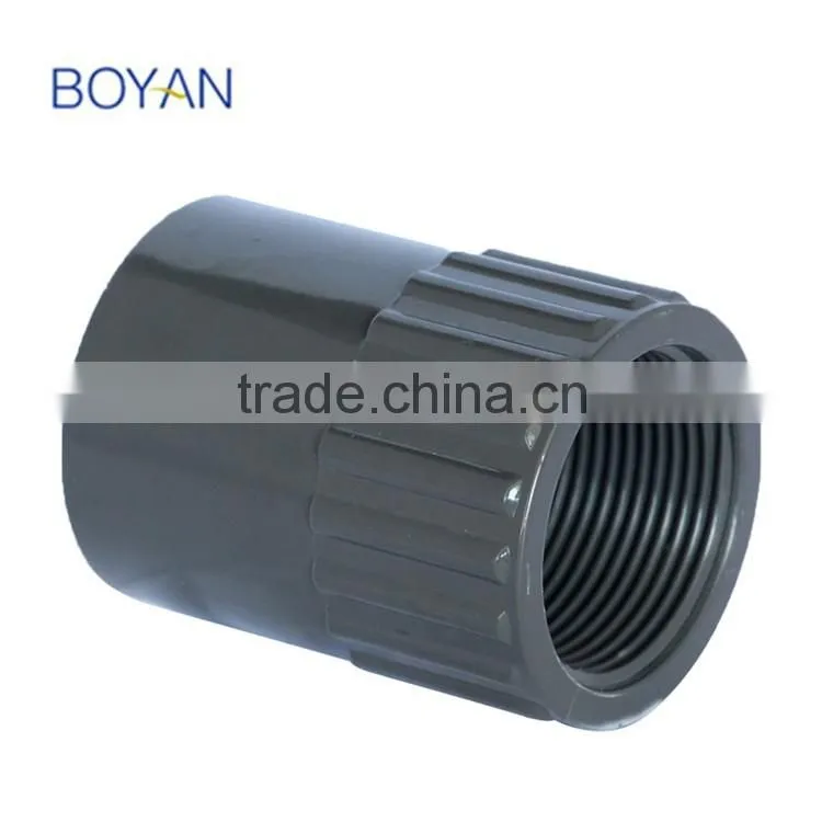 China Products BOYAN PVC UPVC ASTM SCH80 Grey Pipe Fitting Thread Coupling Female Universal Adapter