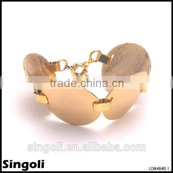 Steampunk bracelet vintage gold bracelet collge four leaves bead bracelet aureus blond disc flake alloy bracelet