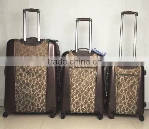 Stock Quality PC with polyester 3pcs trolley luggage set