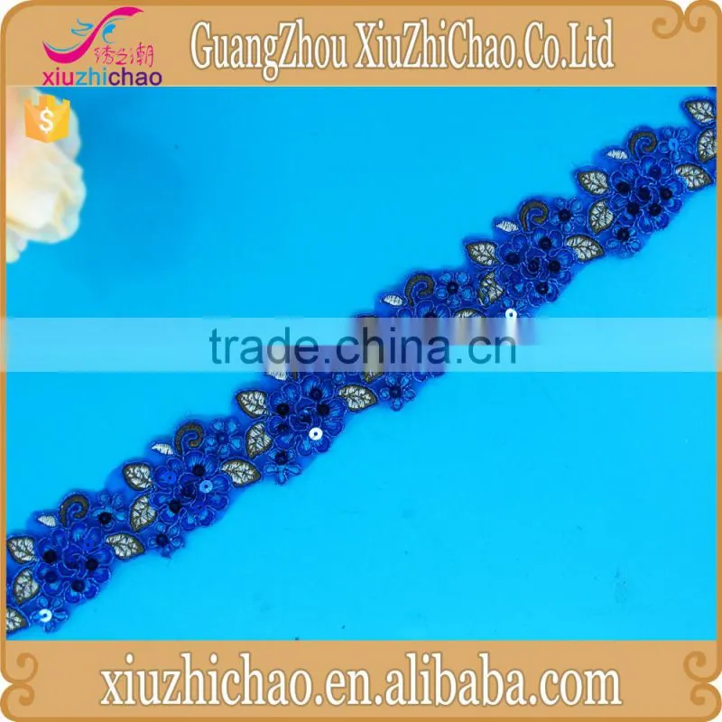 wholesale flower design cord embroidery sequin lace trim