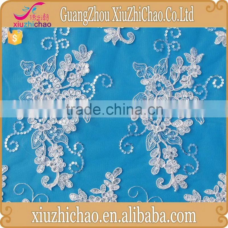 ZP0004-M guangzhou wedding apparel bridal lace fabric sequins