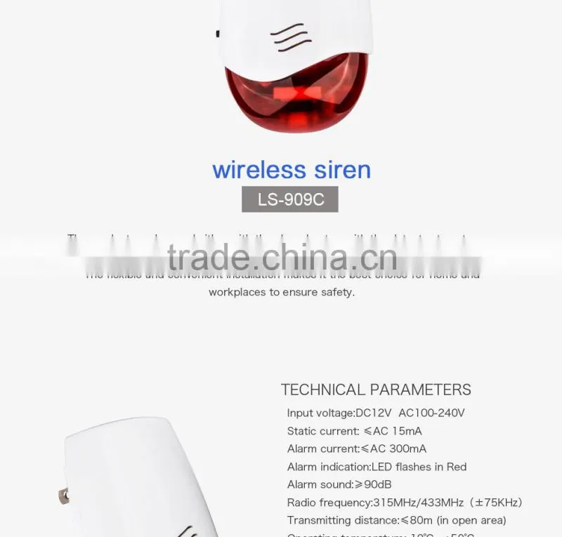Wireless Strobe Siren with Sensors Burglar Alarm Systems Kit