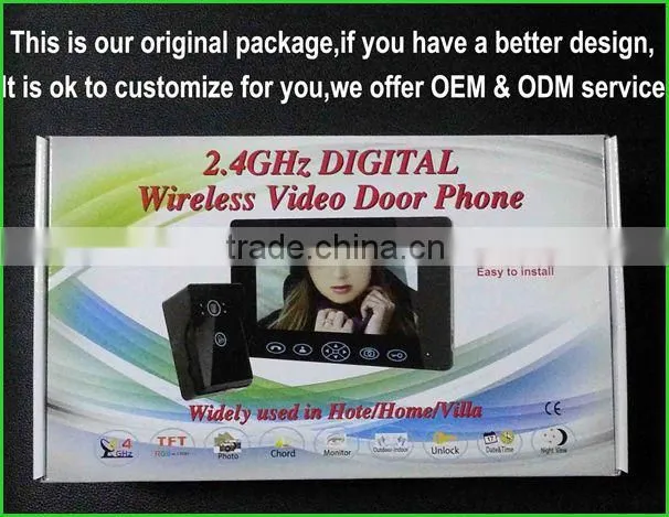 Upgraded 9 '' TFT-LCD villa wireless memory video door phone with remote control unlocking by long distance more than 50meters