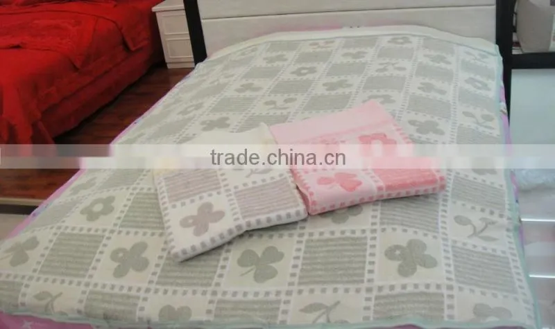 printed jacquard plain cotton terry blanket