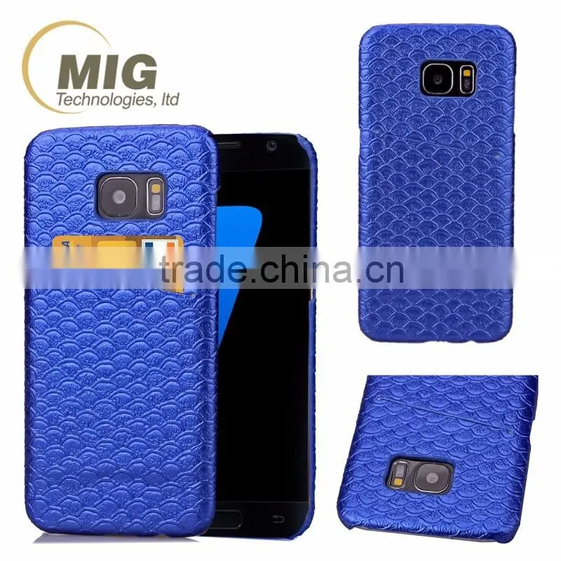 Scale pattern Skin leather case and PC hard cover with card slot on the back for iphone 6s Phone case