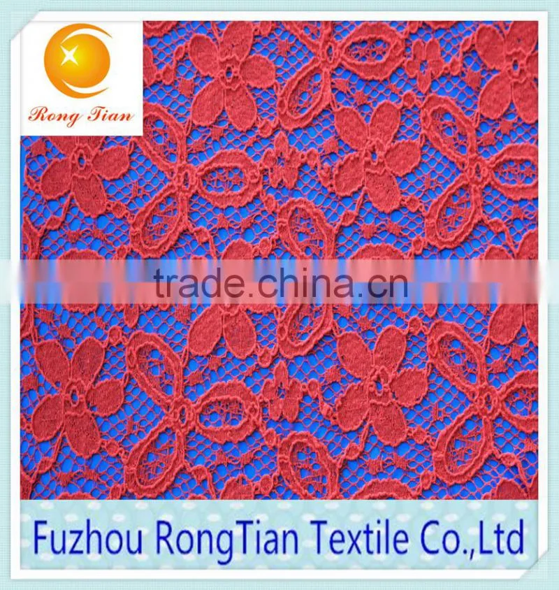 High quality hot red spandex lace fabric for underwear fabric