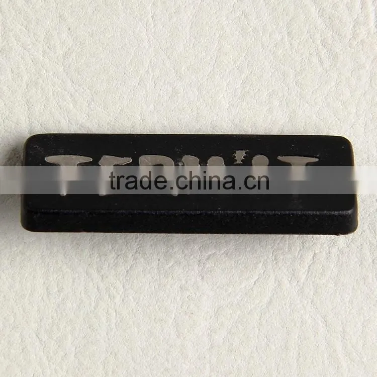 Embossed PVC rubber with 3D metal logo labels for clothing jeans shoes bags