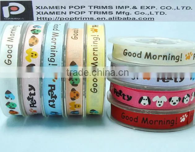 Red stripes printed ribbons