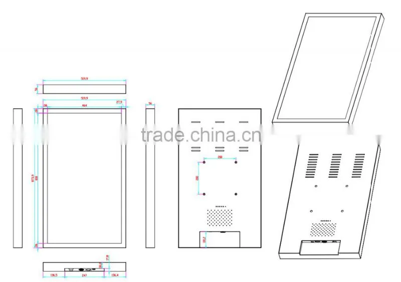37 inch Infrared touch full HD front panel waterproof sunlight monitor for outdoor kiosk