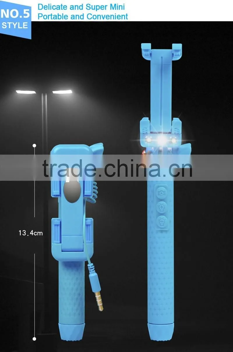 Selfie Monopod LED Flash Smartphone Selfie Stick Supreme Mini Night Version LED Filling Light For Android Phone for iPhone
