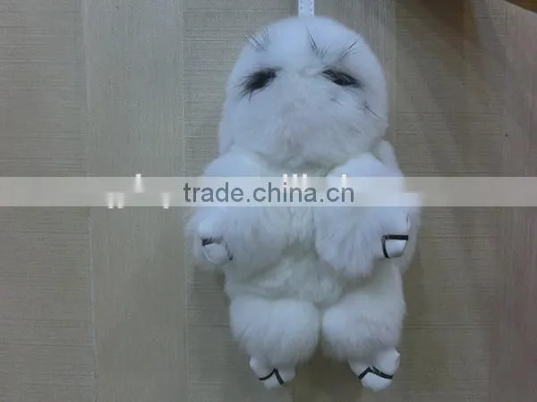 Mini Cute Rabbit Fur Keychain For Gift / Genuine Rex Rabbit Fur Bag Accessories