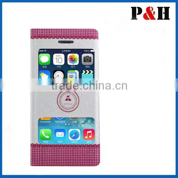 Colorful leather case with big window for iphone 5