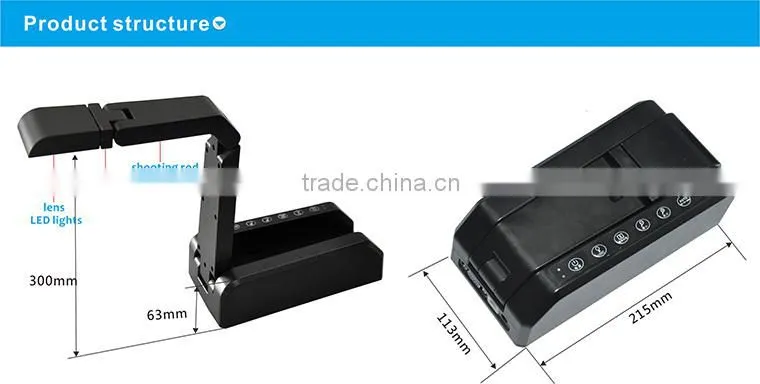 High quality document camera flexible camera arm and camera head