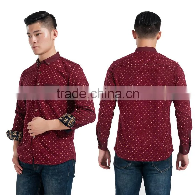 2015 man winter warm flannel imprint long sleeve shirt