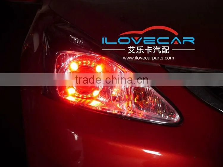 Auto headlamp shroud with led-light-guide angle eyes