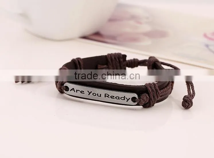 ready engraved men bracelet leather fashion men's bracelet