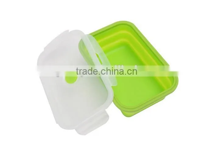 1000ml Silicone Collapsible Food Storage Containers - Folding Lunch Bento Box with Lid (Randomly Color)