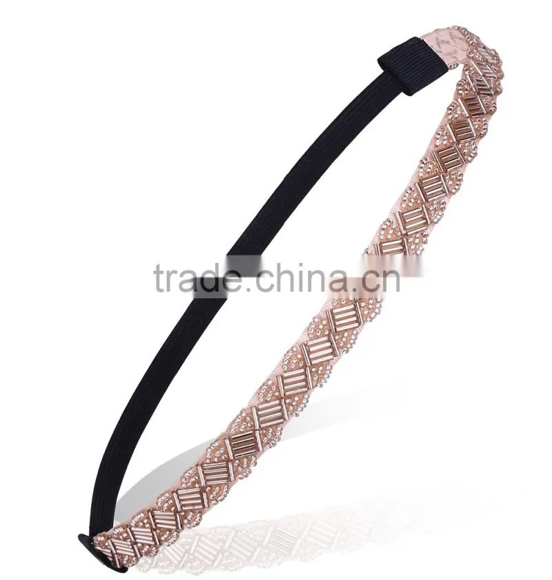 Top selling Lady Beads Headband Hairband Elastic Hair Head Band Wholesale