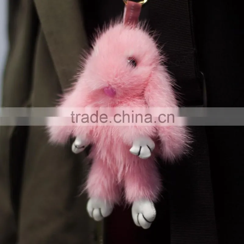 bear shape mink fur keyring/ lovely shape pendant/ rex mink fur rabbit