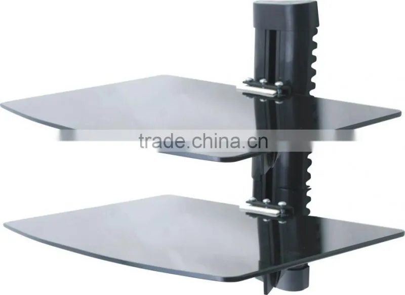2 Tier Dual Glass DVD Wall Mount Shelf Bracket