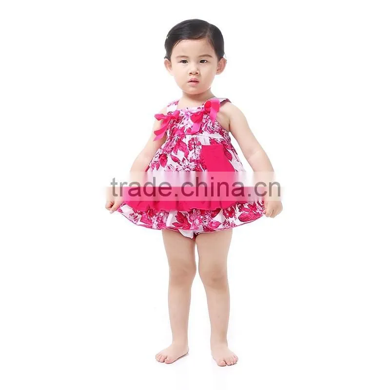 children clothing 2016 pink floral swing top set newborn baby clothes