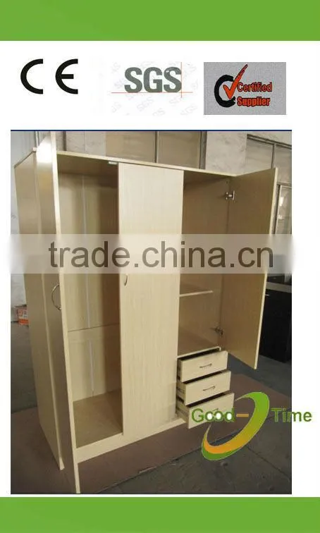 3 door modern melamine wood mdf wardrobe design