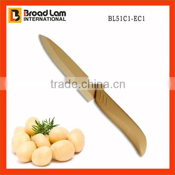 Attractive Yellow Color Super Sharp Ceramic Knife with Utility Function in Kitchen Cooking