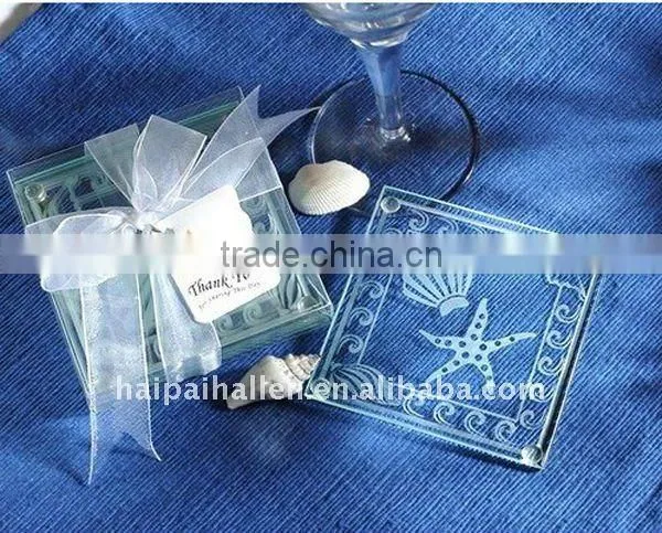 wedding favors glass coasters with sakura decorated
