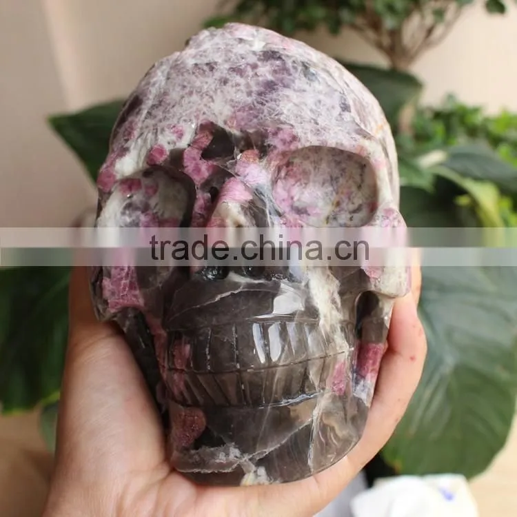 hand carving crystal plum blossom tourmaline skull