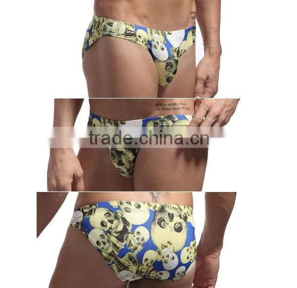 Sexy skull men swimwear briefs men's swimwear