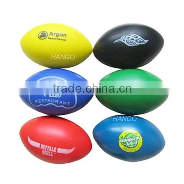 custom logo pu foam football rugby ball shape stress ball