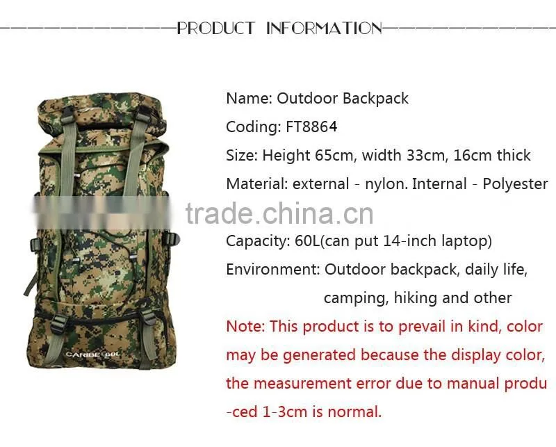 Wholesale Canvas custom hiking backpack mountaineering bag,mountain climbing bag