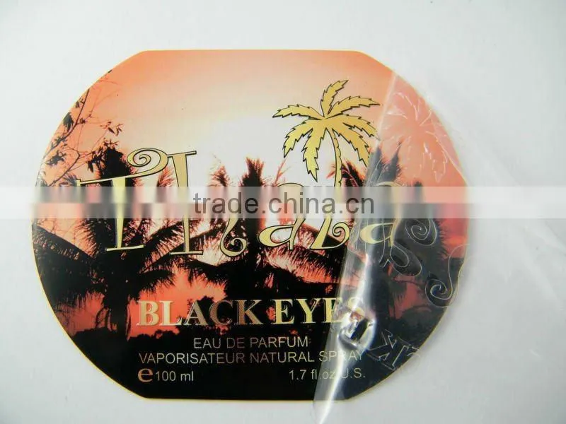 metal sticker, perfume bottle label