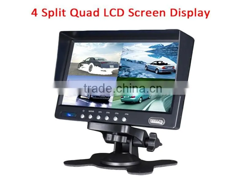 Car Rear view systems 7" digital quad bus monitor with 4 pin aviation connector