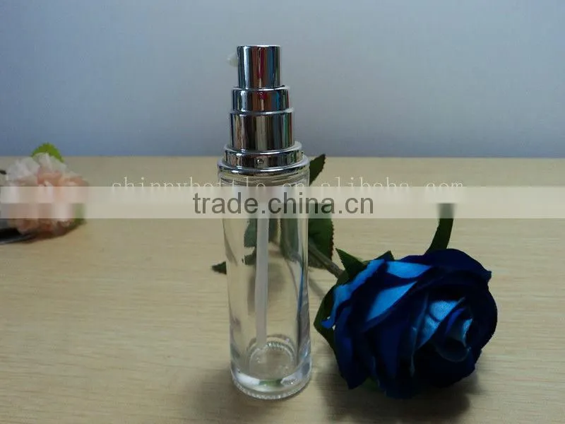 cosmetic essence glass packing bottle with pump head