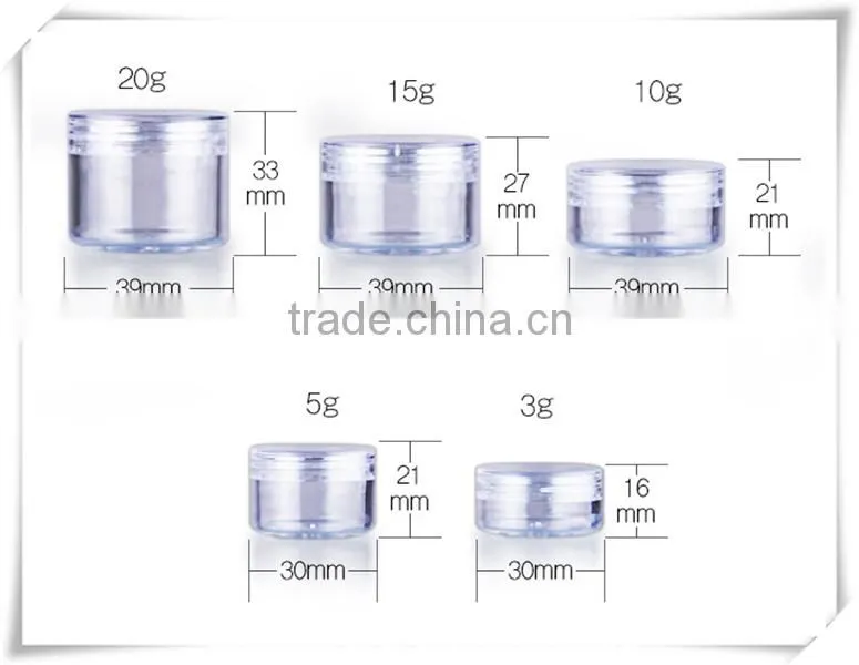 Various capacity Clear Bottom Empty cream Cosmetic Jar