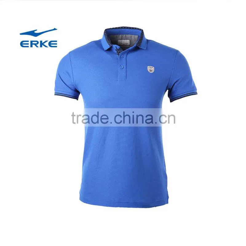 ERKE simple style mens summer leisure mirco collar short sleeve t shirt office cheap wholesale polo