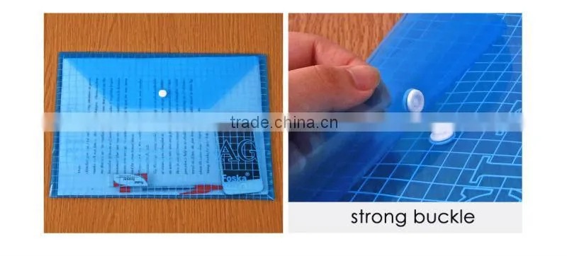 Good quality A4 transparent color buckle file pocket