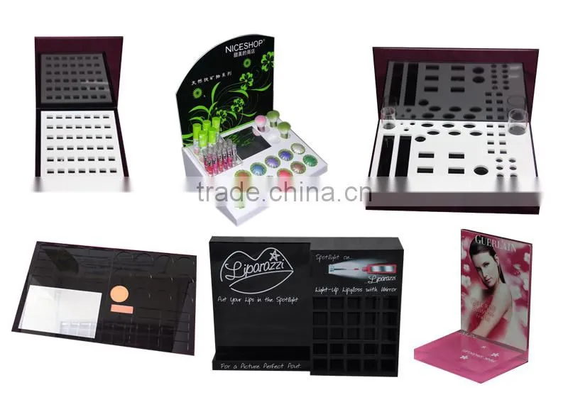 transparent acrylic cosmetic eyeshadow display, plexiglass blush display rack