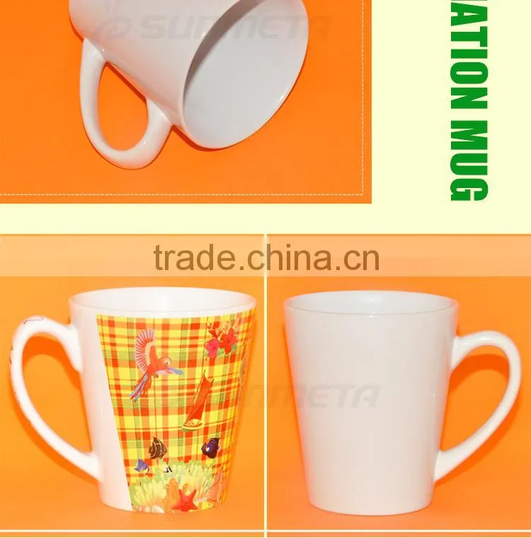 Sunmeta Hot Sale 12oz conical ceramic white sublimation mug