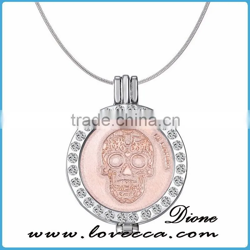 DIY Rose Gold Pendant Coin Disc 33MM Skull Coin Necklace Accessories gifts